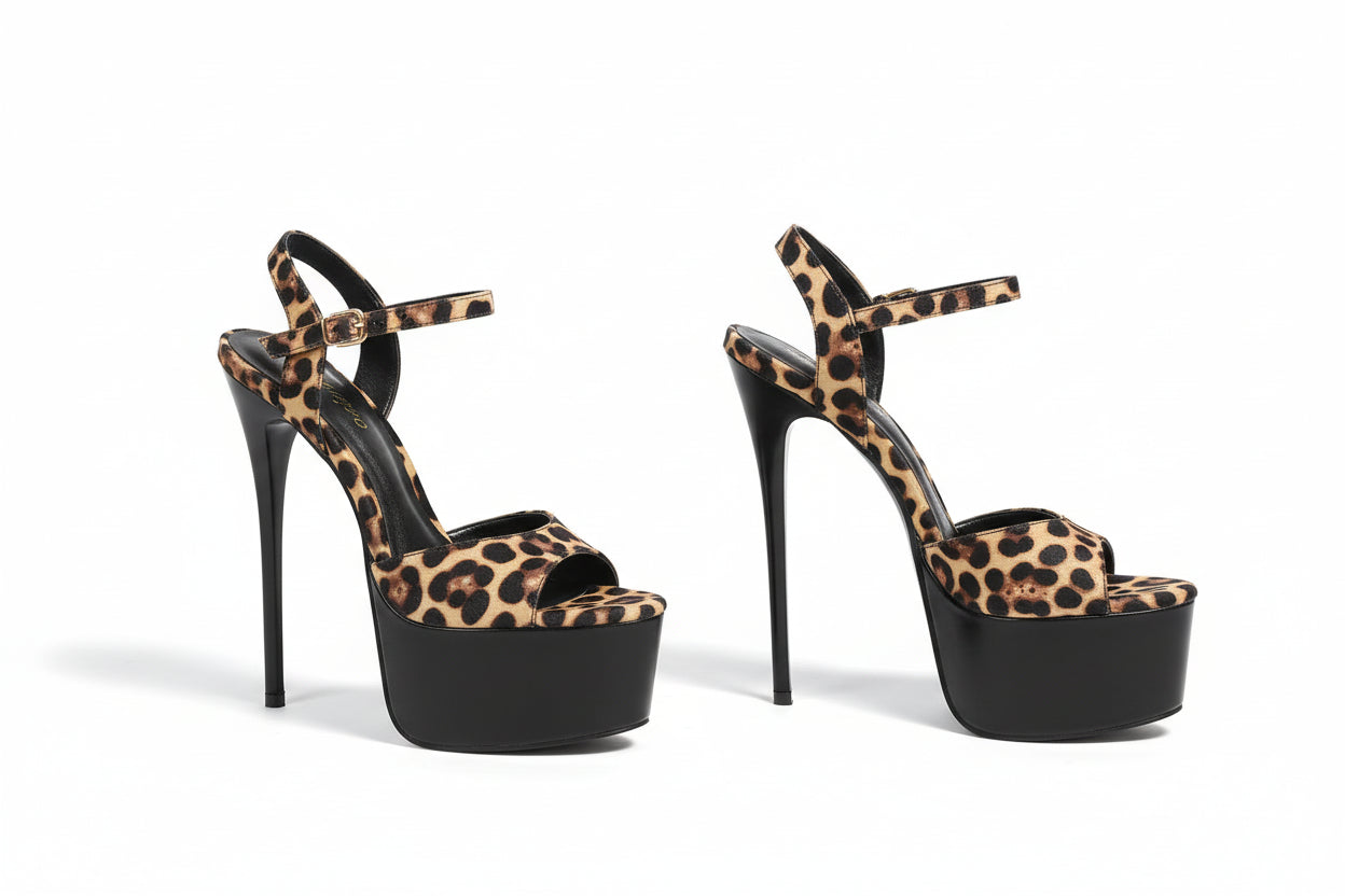 Exposed Toe Leopard Heels