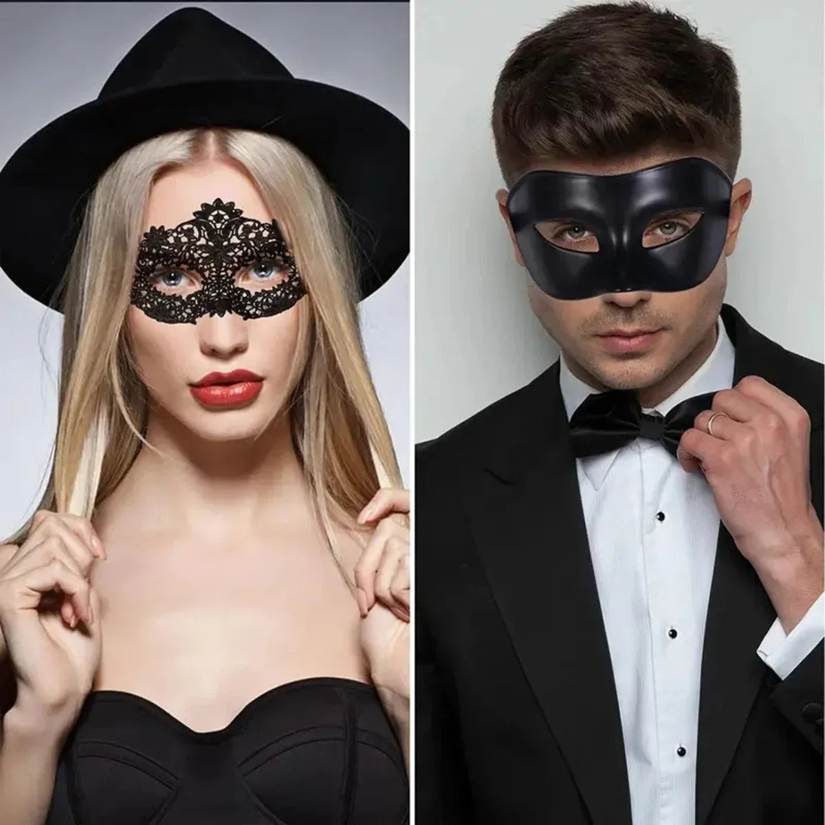 Elegant Masquerade Black & Lace Mask (His & Hers)