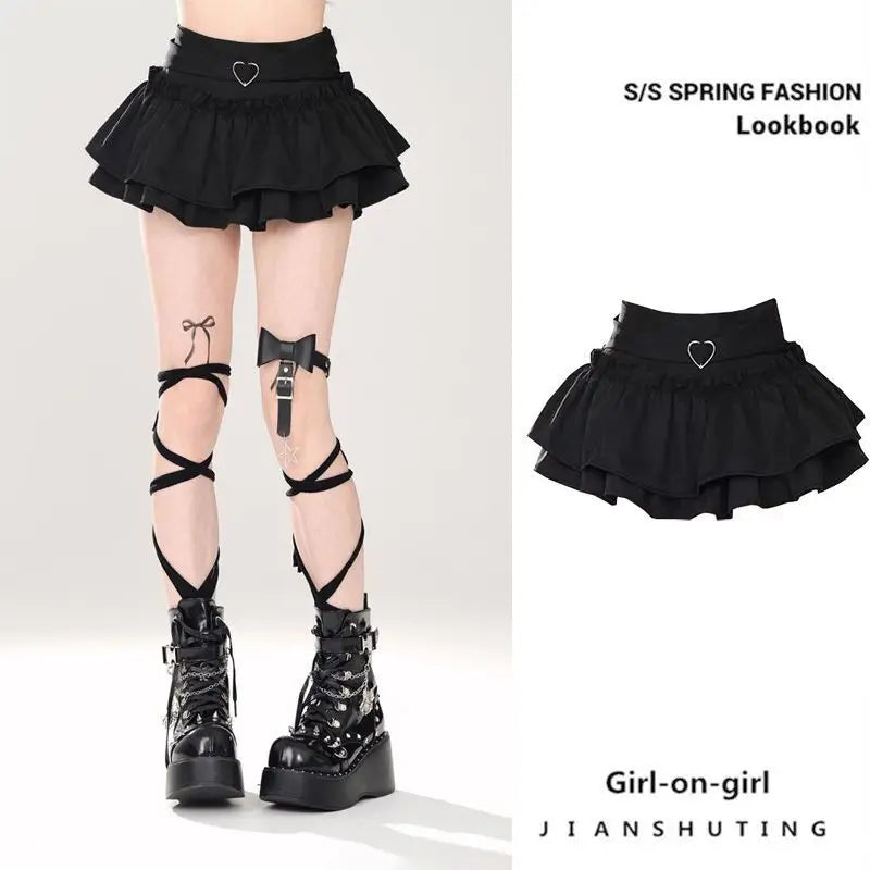 Skirts Women Ruffles A-line High Waist Chic Design Unique Korean Fashion Streetwear Gothic Summer Sweet Hot Girls Prevalent Y2k