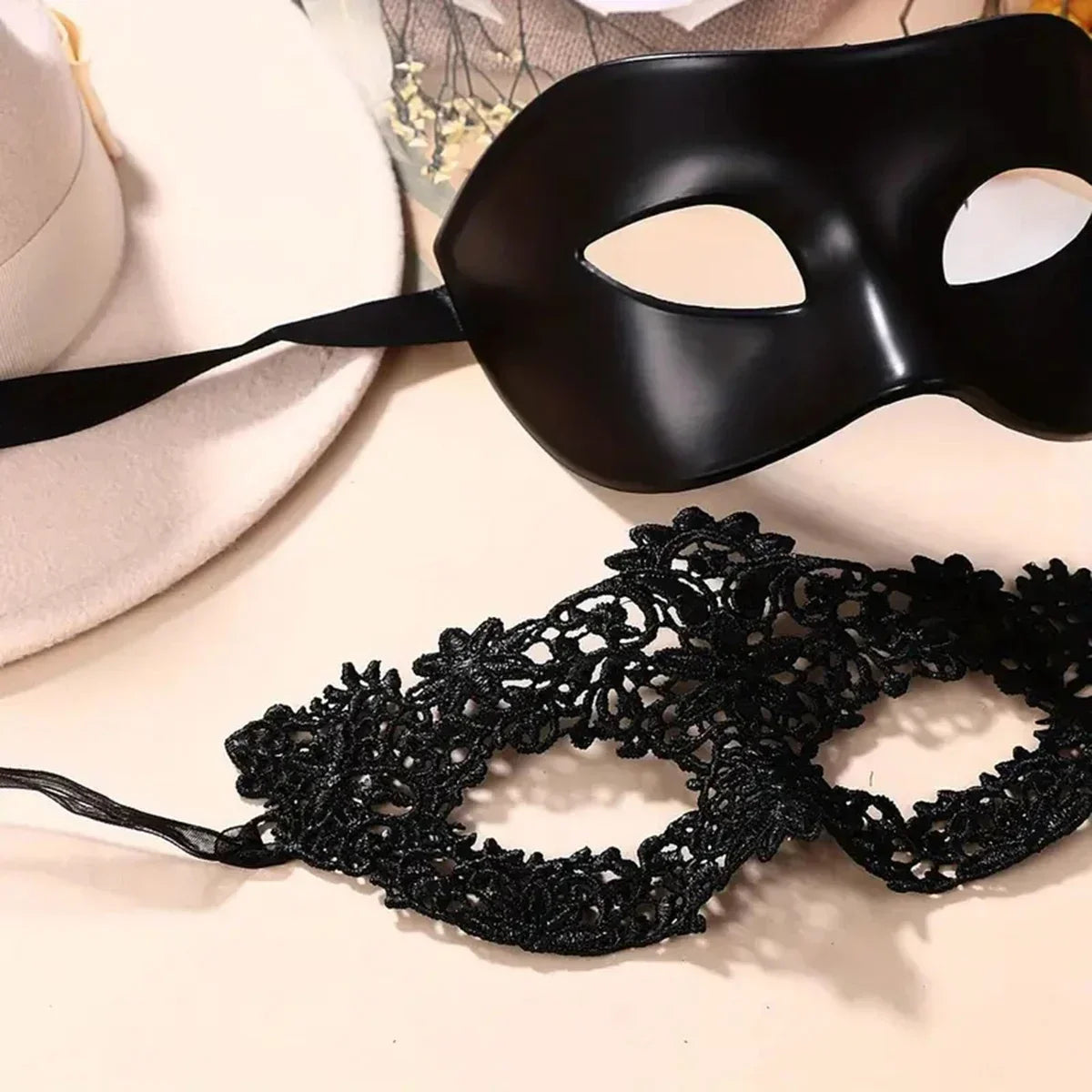 Elegant Masquerade Black & Lace Mask (His & Hers)