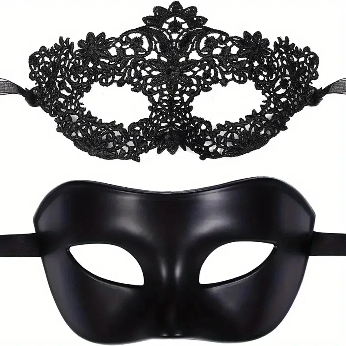 Elegant Masquerade Black & Lace Mask (His & Hers)