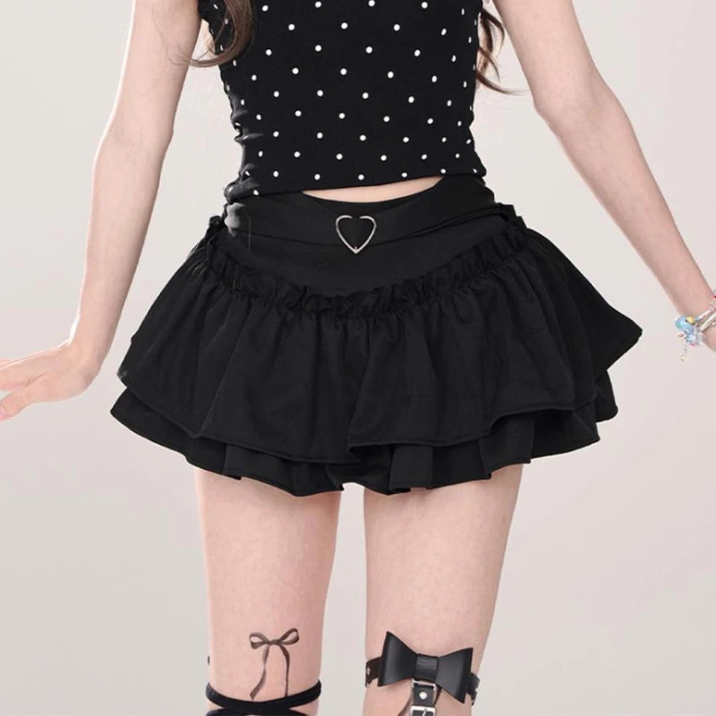 Skirts Women Ruffles A-line High Waist Chic Design Unique Korean Fashion Streetwear Gothic Summer Sweet Hot Girls Prevalent Y2k