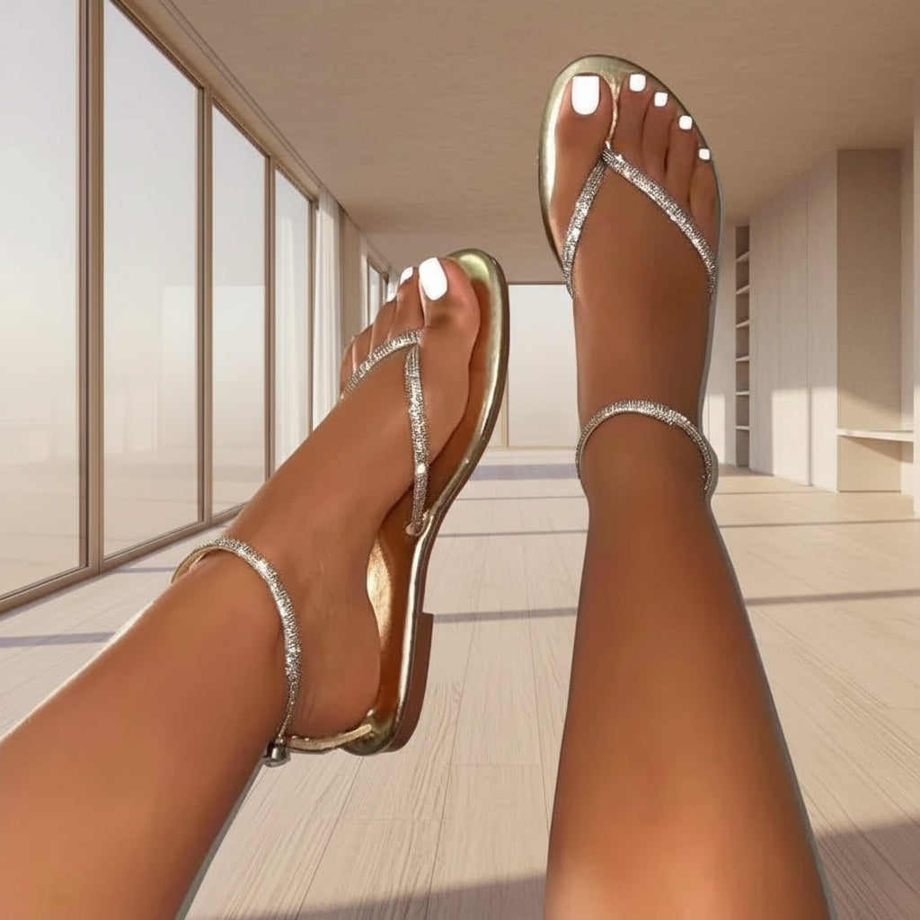 Rhinestone Flat Bottom Sandals